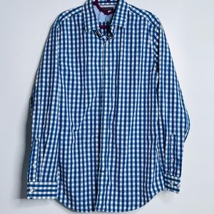 BANANA REPUBLIC TAILORED SLIM FIT BLUE & WHITE CASUAL BUTTON UP SHIRT #108